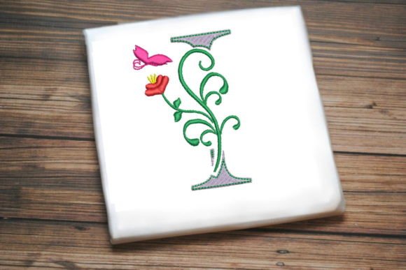 Charming Floral Letter I with Butterfly
