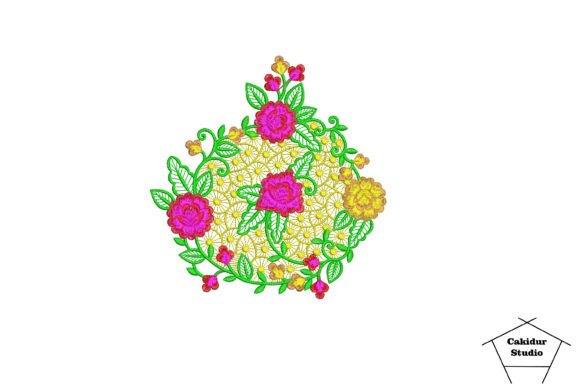 Elegant Rose Floral Wreath for Seasonal Embroidery