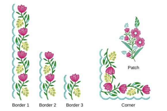 Floral Border Set with Patch for Decor