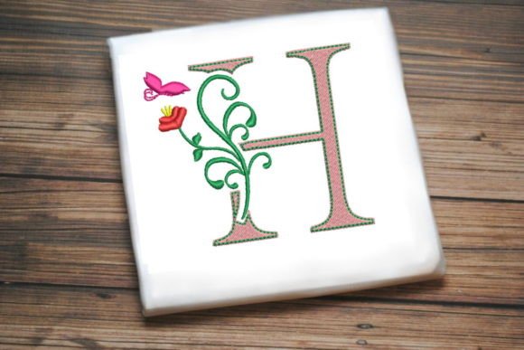Floral Letter H with Butterfly: A Charming Embroidery Design