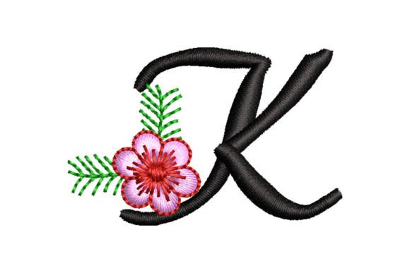 Floral Letter K: A Graceful Embroidery Monogram