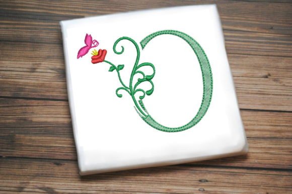 Floral Letter O with Butterfly for Apparel
