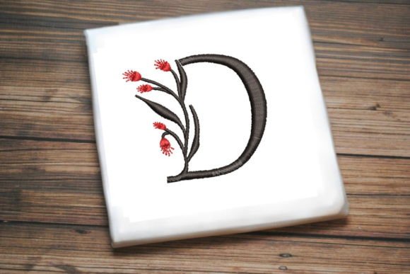 Floral Monogram Letter D: A Festive Embroidery Delight